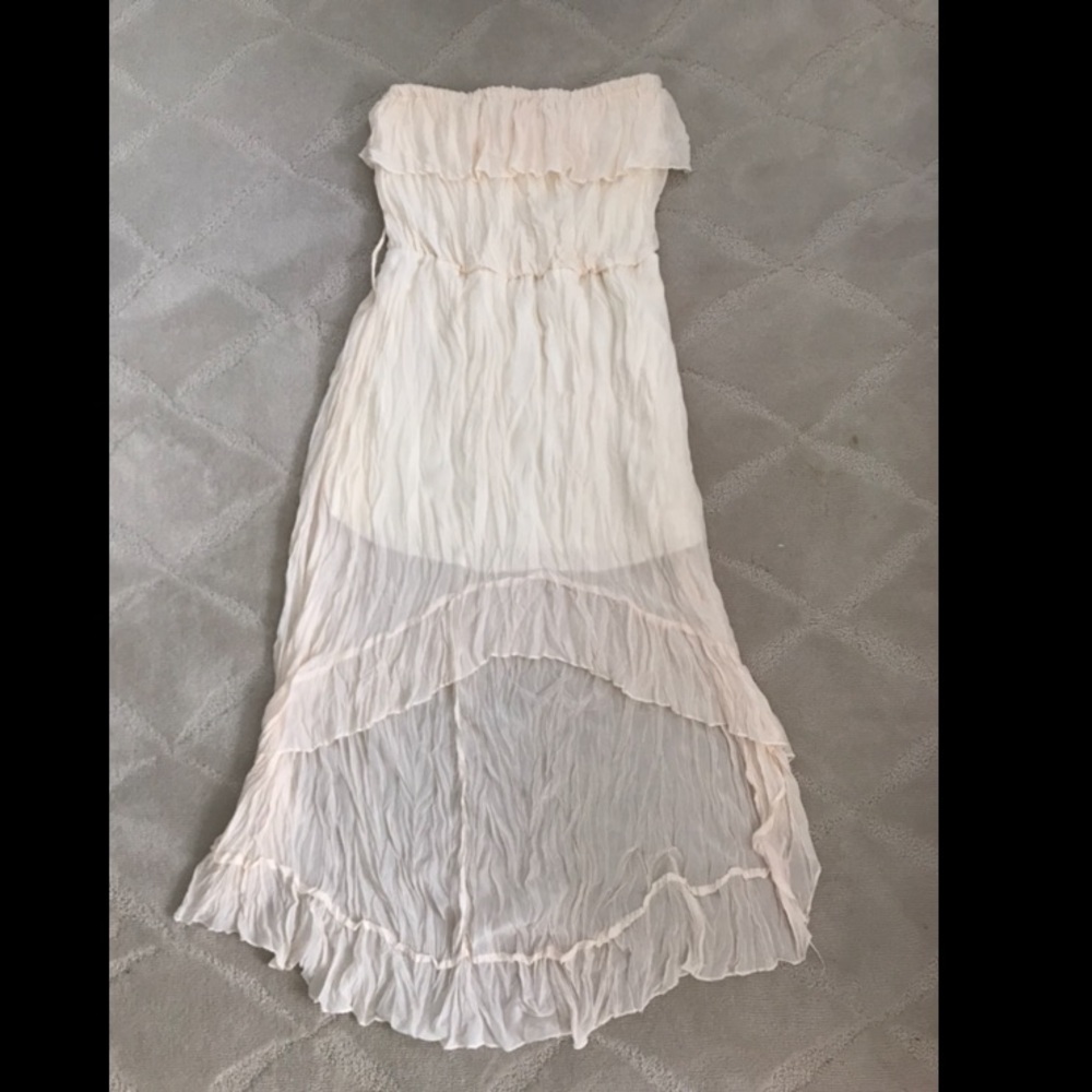 High to Low Strapless beige dress